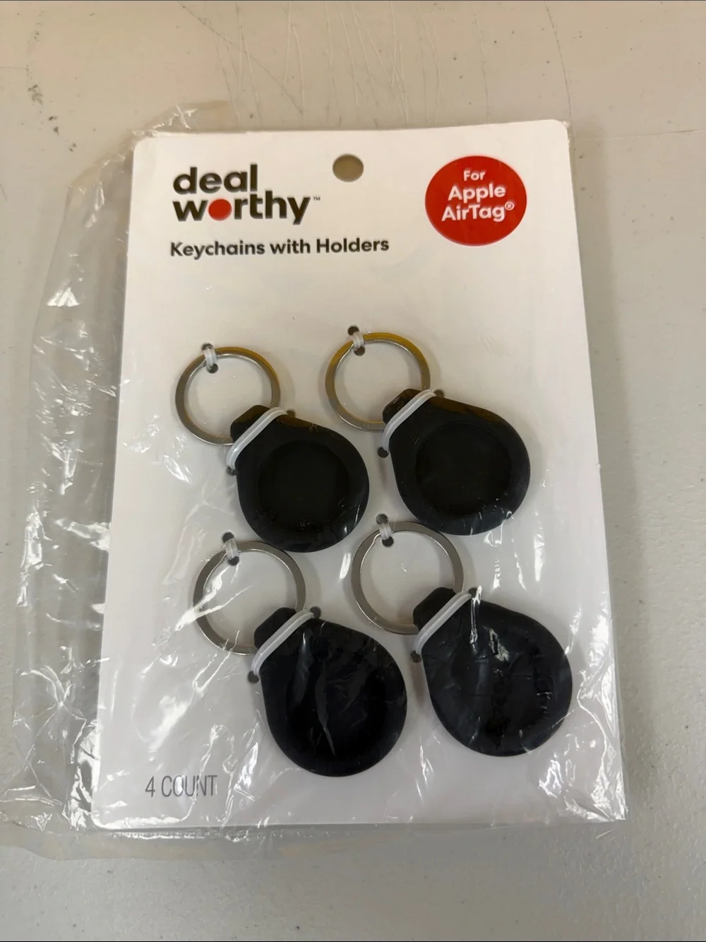 Deal Worthy Black Apple AirTag Keychain Holders 4 Pack all new for apple AirTag